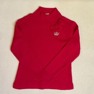 Floriane Red Mock Turtleneck with Bow and Diamanté’ Crown Accent Size 3